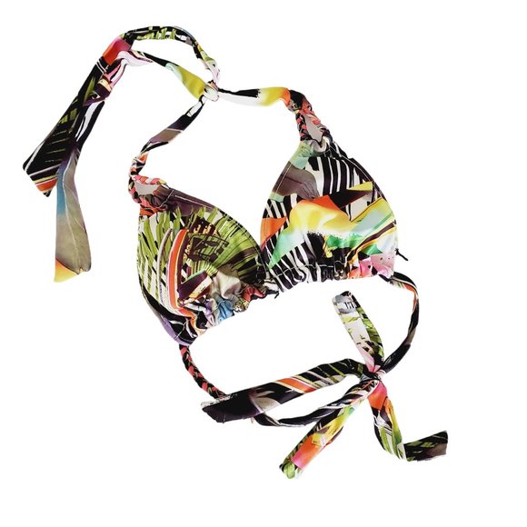 VOLCOM Reversible Tropical Floral Abstract Halter Bikini Top - Picture 1 of 4